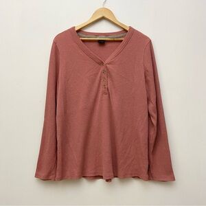 Wind River Pink Waffle Knit Henley Long Sleeve Shirt